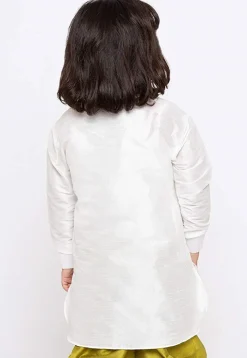 Embroidered Dupion Silk Kurta in White