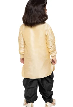 Embroidered Dupion Silk Kurta Set in Light Beige