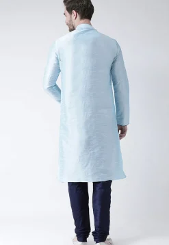 Embroidered Dupion Silk Kurta in Light Blue