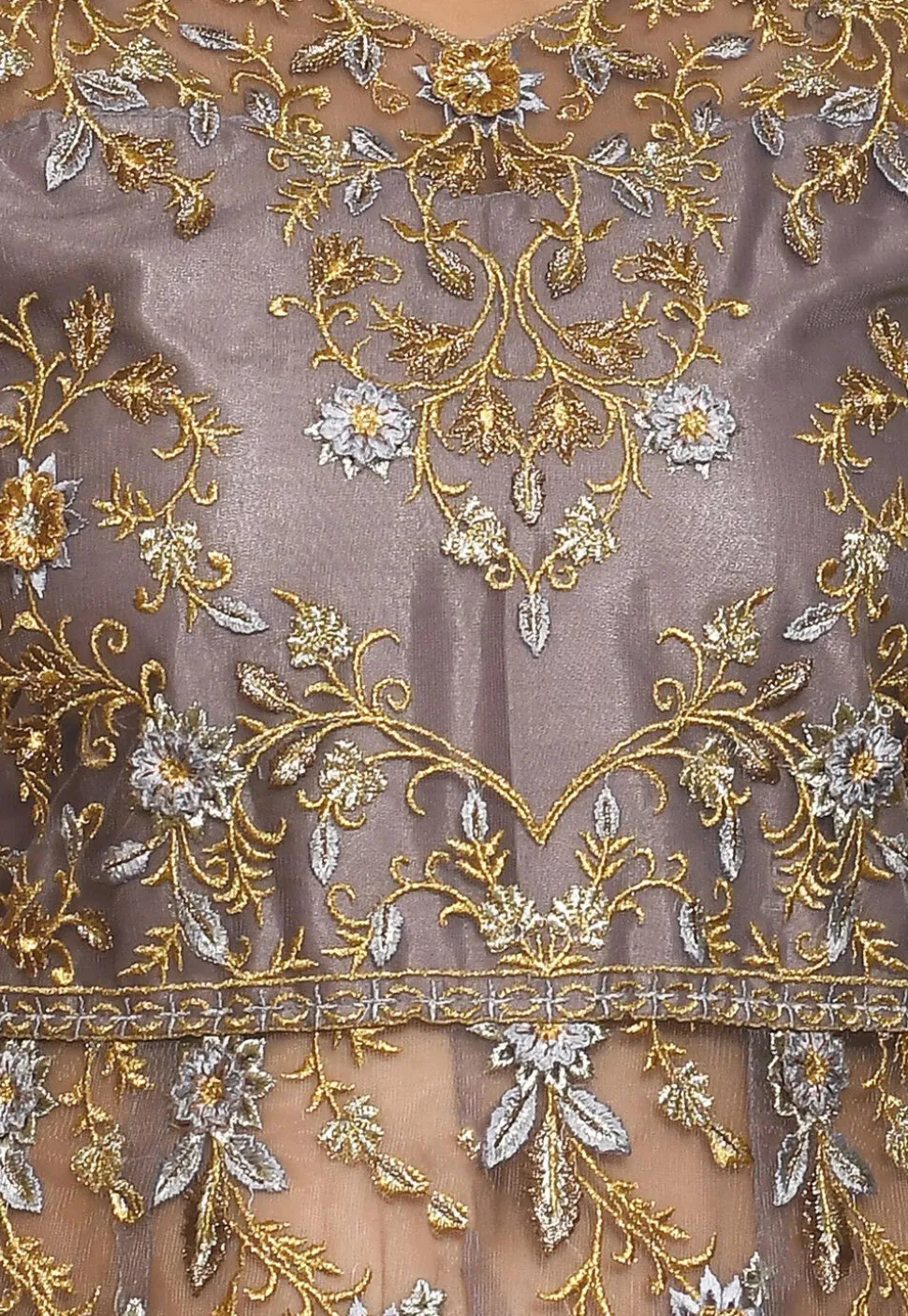 Embroidered Dupion Silk Lehenga in Lilac