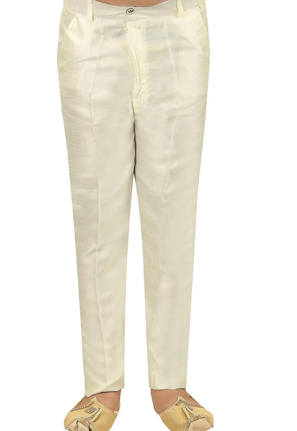 Embroidered Dupion Silk Sherwani in Cream