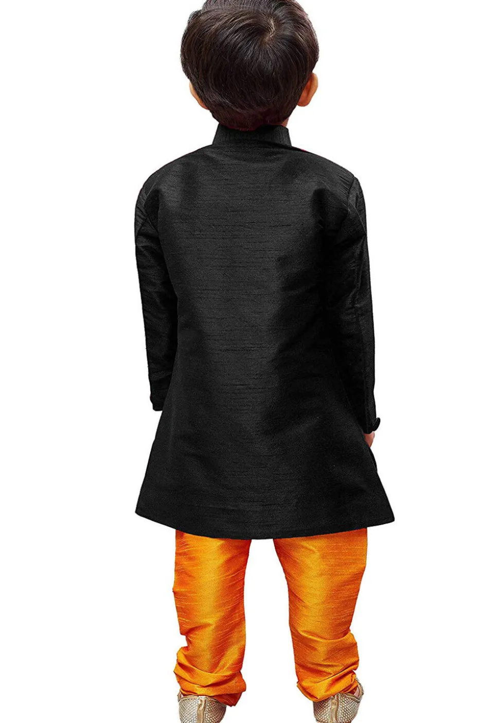 Embroidered Dupion Silk Sherwani in Black