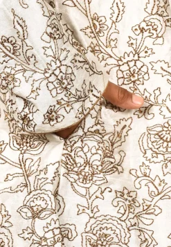 Embroidered Dupion Silk Sherwani Set in Cream