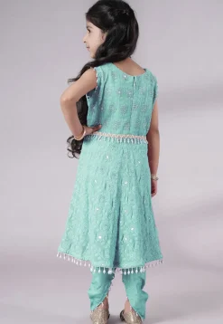 Embroidered Georgette A Line Suit in Sky Blue