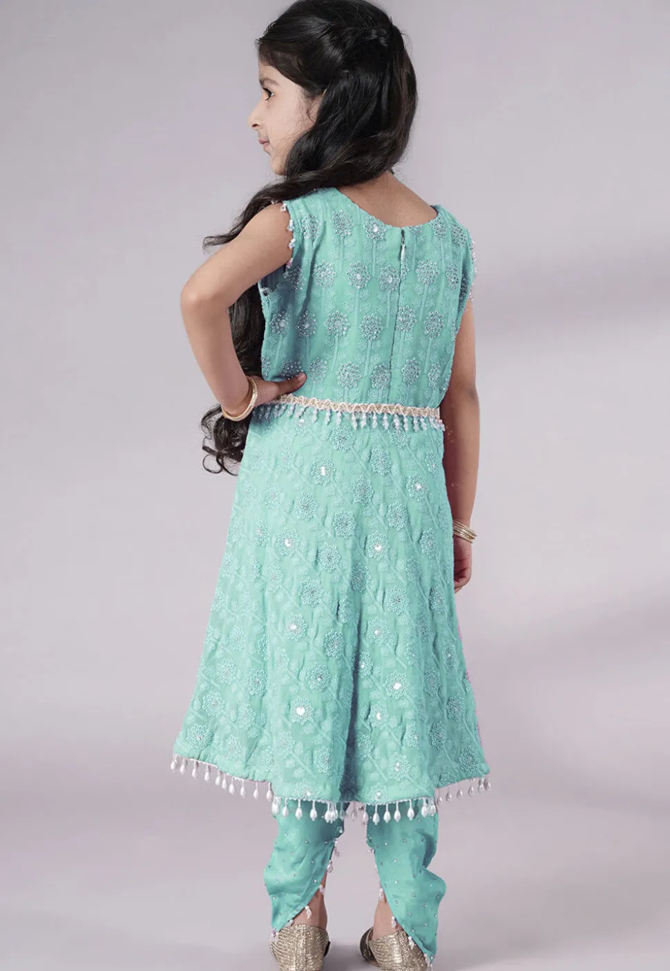 Embroidered Georgette A Line Suit in Sky Blue
