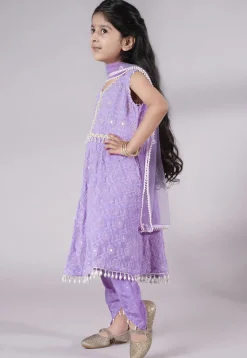 Embroidered Georgette A Line Suit in Light Purple