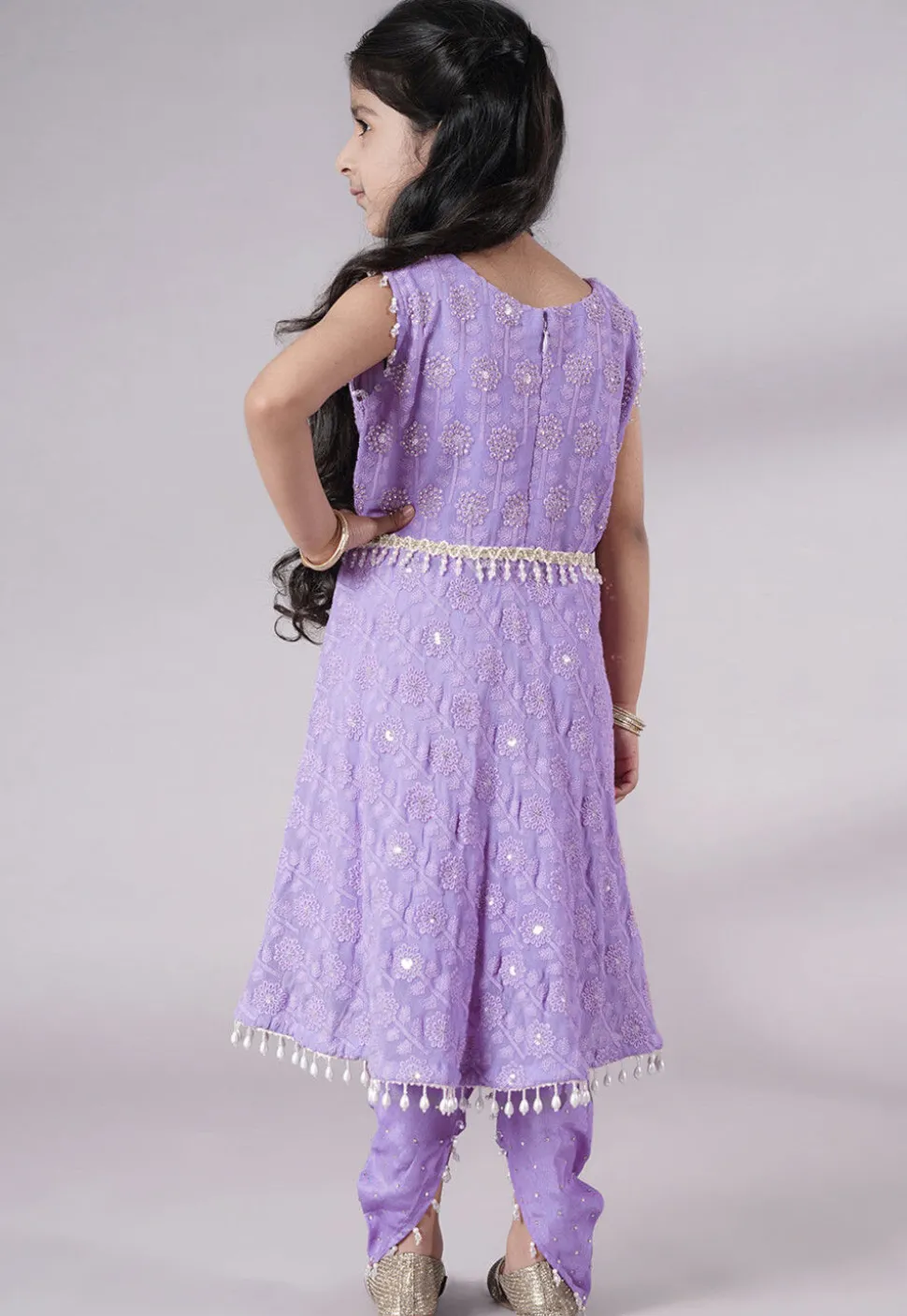 Embroidered Georgette A Line Suit in Light Purple