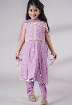 Embroidered Georgette A Line Suit in Light Purple