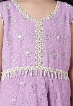 Embroidered Georgette A Line Suit in Light Purple