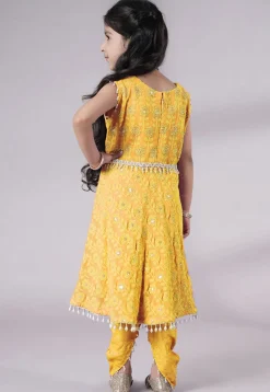 Embroidered Georgette A Line Suit in Yellow