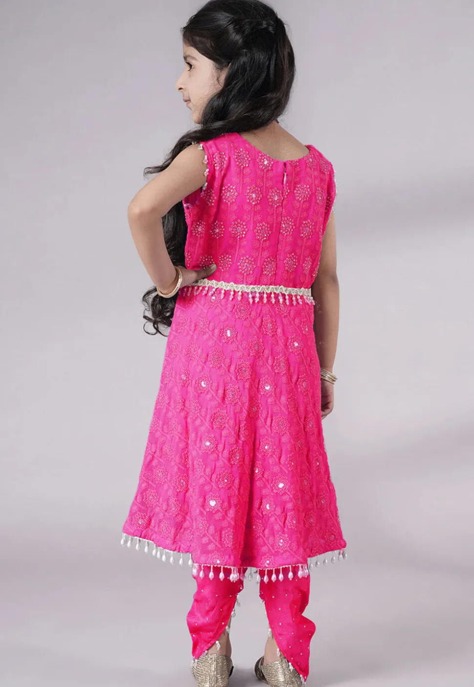 Embroidered Georgette A Line Suit in Pink