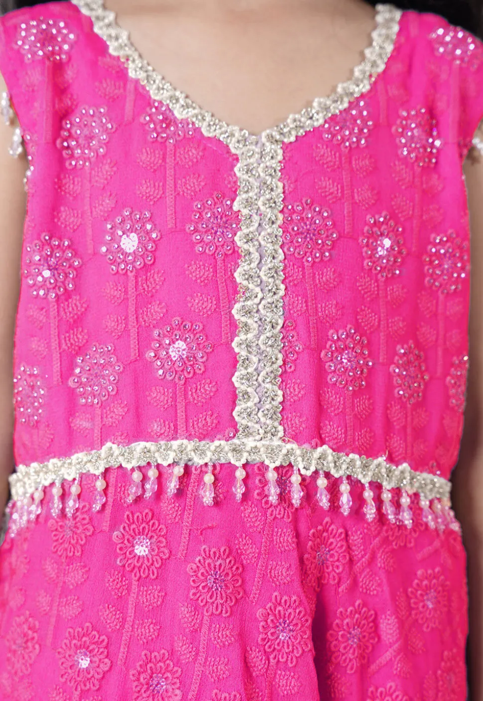 Embroidered Georgette A Line Suit in Pink