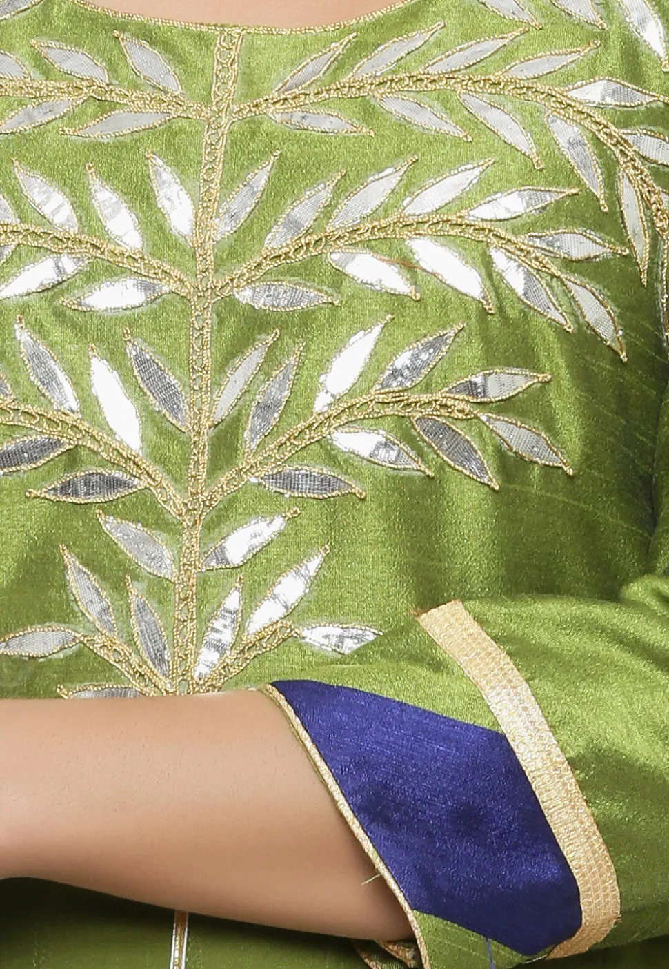 Embroidered Georgette Abaya Style Suit in Olive Green