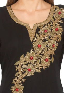 Embroidered Georgette Anarkali Kurta in Black