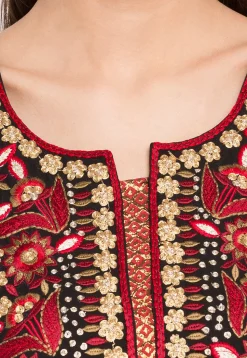 Embroidered Georgette Anarkali Suit in Black