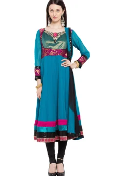 Embroidered Georgette Anarkali Suit in Blue