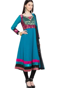 Embroidered Georgette Anarkali Suit in Blue