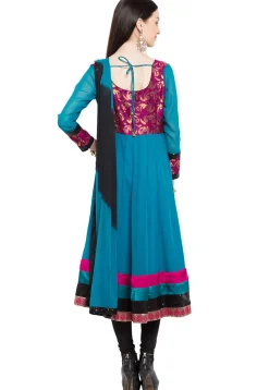 Embroidered Georgette Anarkali Suit in Blue