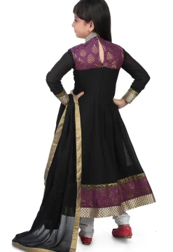 Embroidered Georgette Anarkali Suit in Black