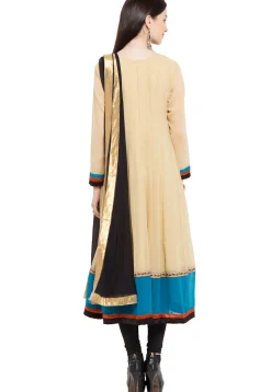 Embroidered Georgette Anarkali Suit in Beige