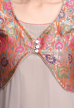 Embroidered Georgette Anarkali Suit in Light Fawn