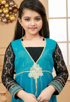 Embroidered Georgette Anarkali Suit in Light Blue