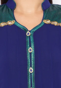 Embroidered Georgette Anarkali Suit in Dark Blue