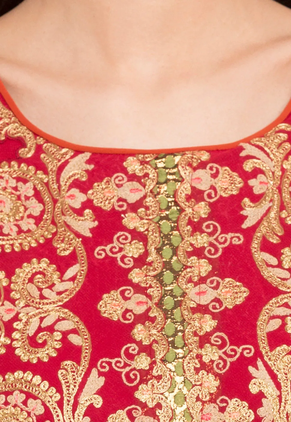 Embroidered Georgette Anarkali Suit in Multicolor