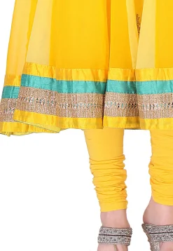 Embroidered Georgette Anarkali Suit in Yellow