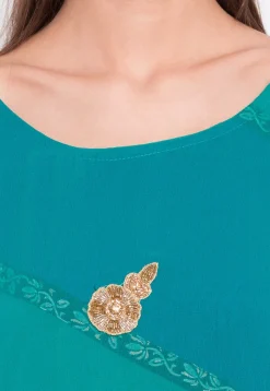 Embroidered Georgette Asymmetrical Style Kurta in Blue
