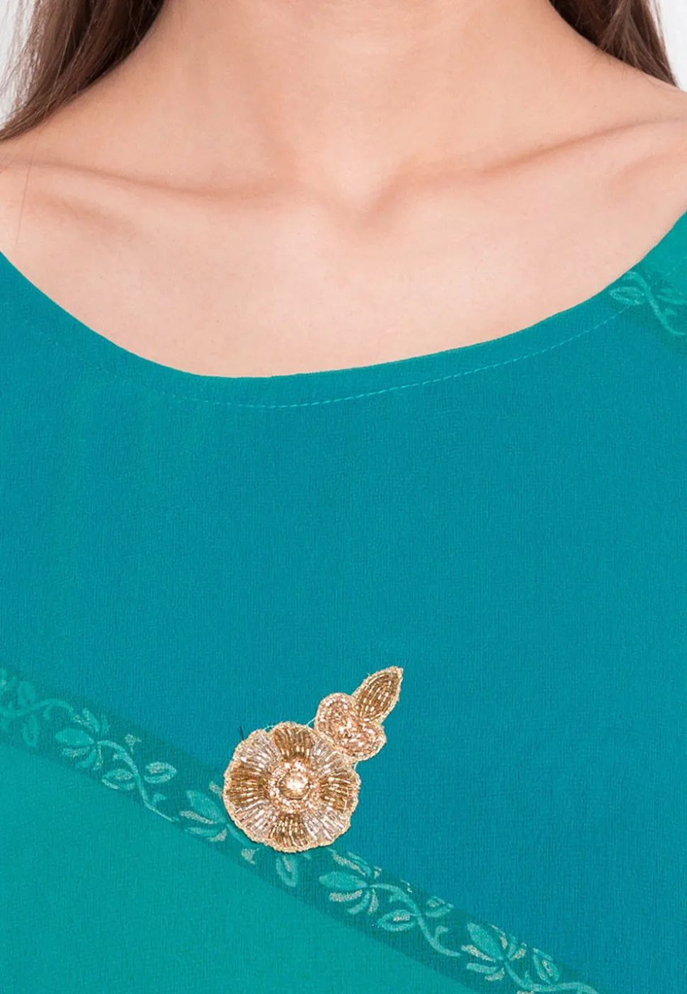 Embroidered Georgette Asymmetrical Style Kurta in Blue