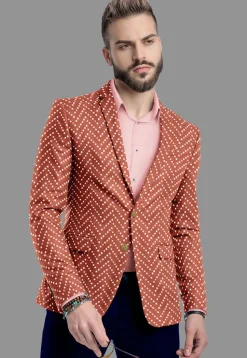 Embroidered Georgette Blazer in Rust