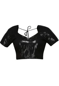 Embroidered Georgette Blouse in Black