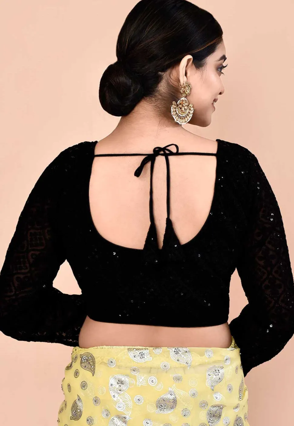 Embroidered Georgette Blouse in Black