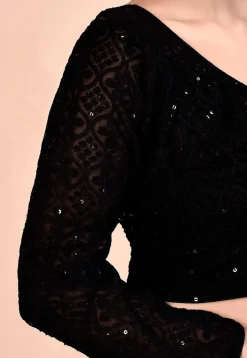 Embroidered Georgette Blouse in Black