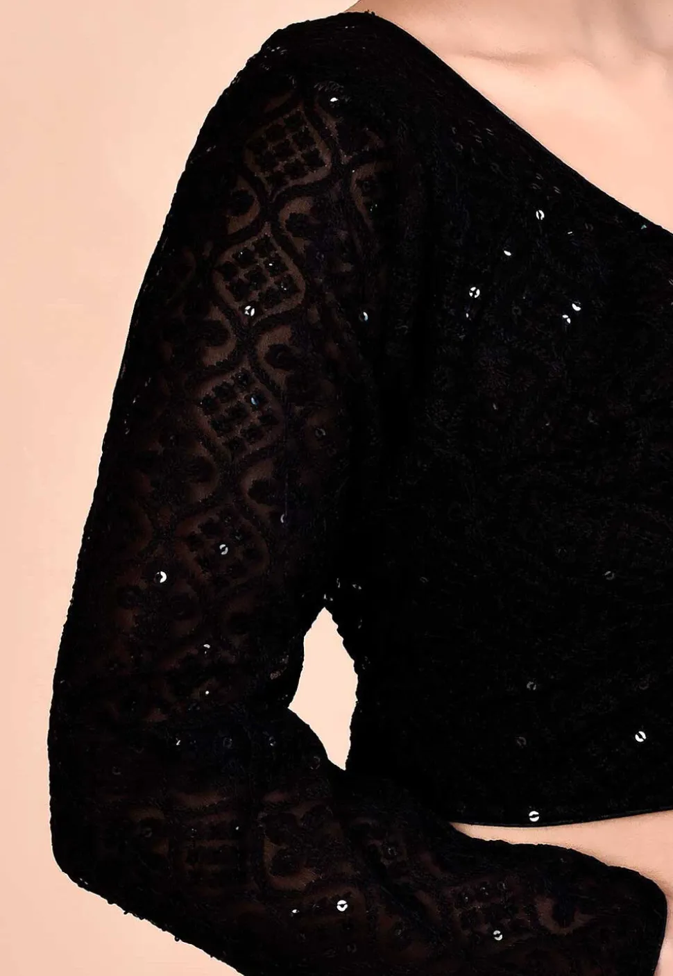 Embroidered Georgette Blouse in Black