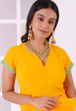 Embroidered Georgette Blouse in Yellow