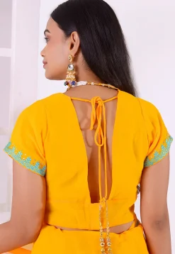 Embroidered Georgette Blouse in Yellow