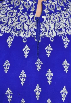 Embroidered Georgette Cowl Style Kurta Set in Royal Blue