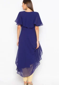 Embroidered Georgette Dress in Blue