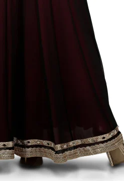 Embroidered Georgette Jacket Style Abaya Style Suit in Black