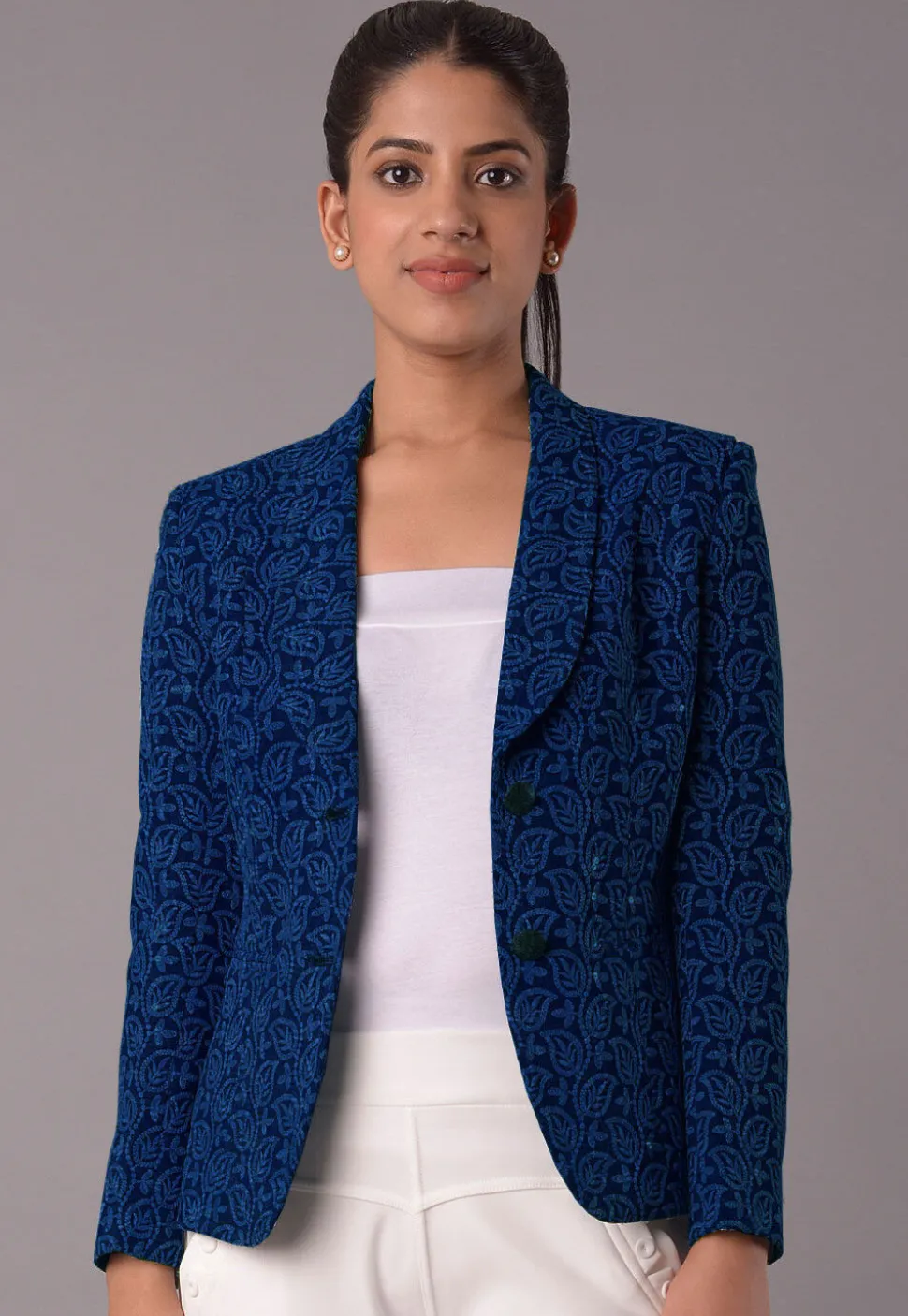 Embroidered Georgette Jacket in Blue