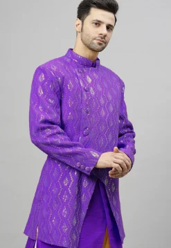 Embroidered Georgette Jodhpuri Jacket in Purple