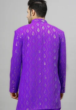 Embroidered Georgette Jodhpuri Jacket in Purple