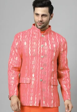 Embroidered Georgette Jodhpuri Jacket in Pink
