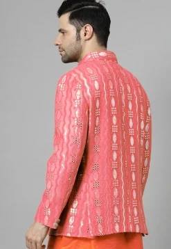 Embroidered Georgette Jodhpuri Jacket in Pink