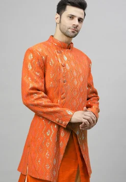 Embroidered Georgette Jodhpuri Jacket in Orange