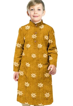 Embroidered Georgette Kurta in Mustard
