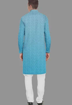 Embroidered Georgette Kurta Set in Turquoise