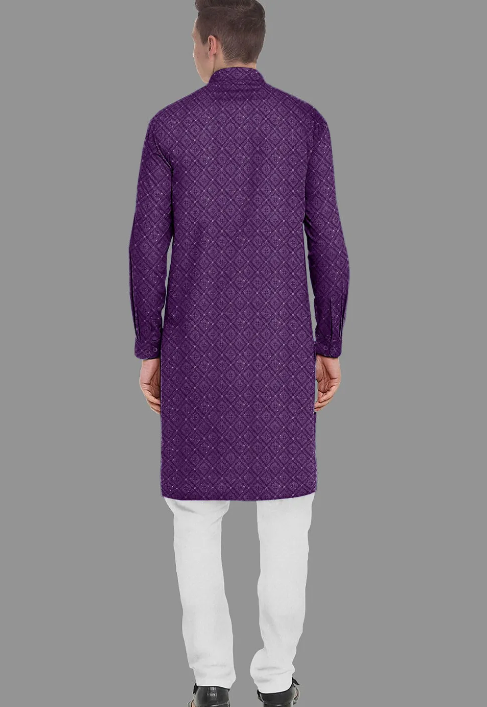 Embroidered Georgette Kurta Set in Purple